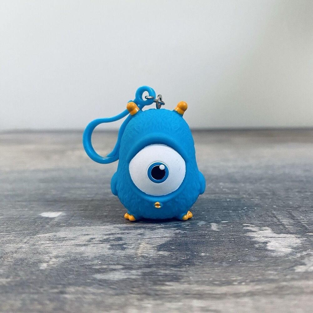 Collectible Birds Blue Big Eye Key Chain Toy Figure Sm Yellow Ft+Horns 1.75x1.5"